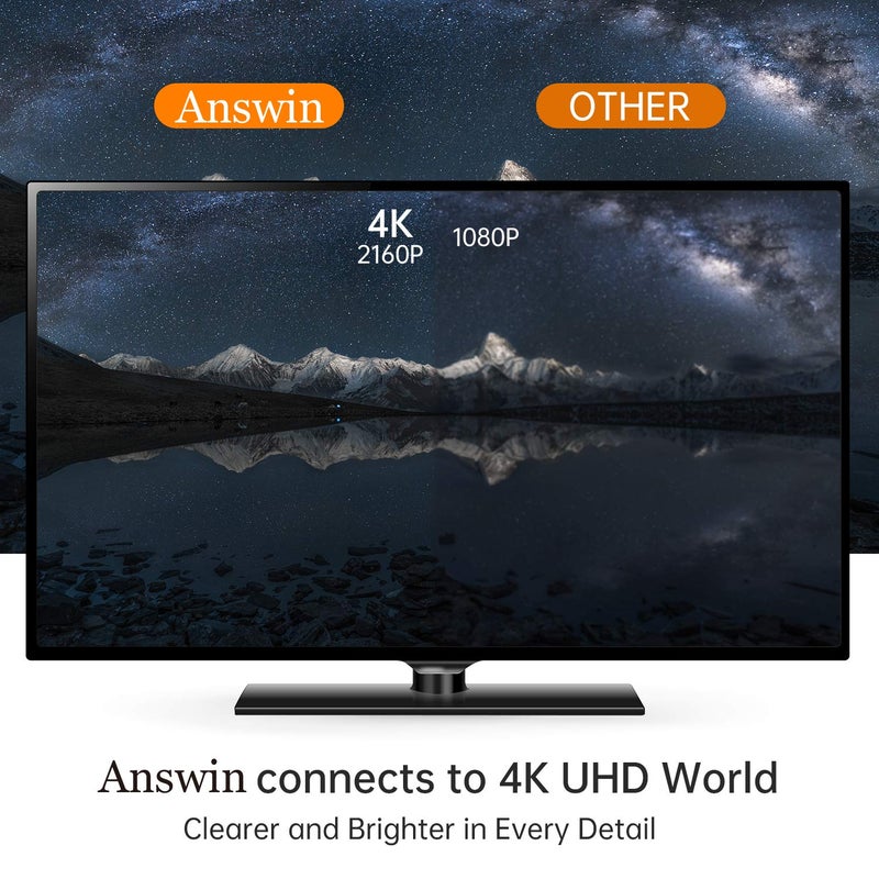 Answin DisplayPort to Micro HDMI Cable, Uni-Directional, 4K@60Hz, 2K@120Hz 5Ft DP to Micro HDMI Cord for Dell, Desktop, AMD, NVIDIA to ASUS XG17AHP, Portable Monitor - Image 4